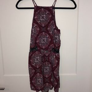 magenta tribal romper with small lace panels